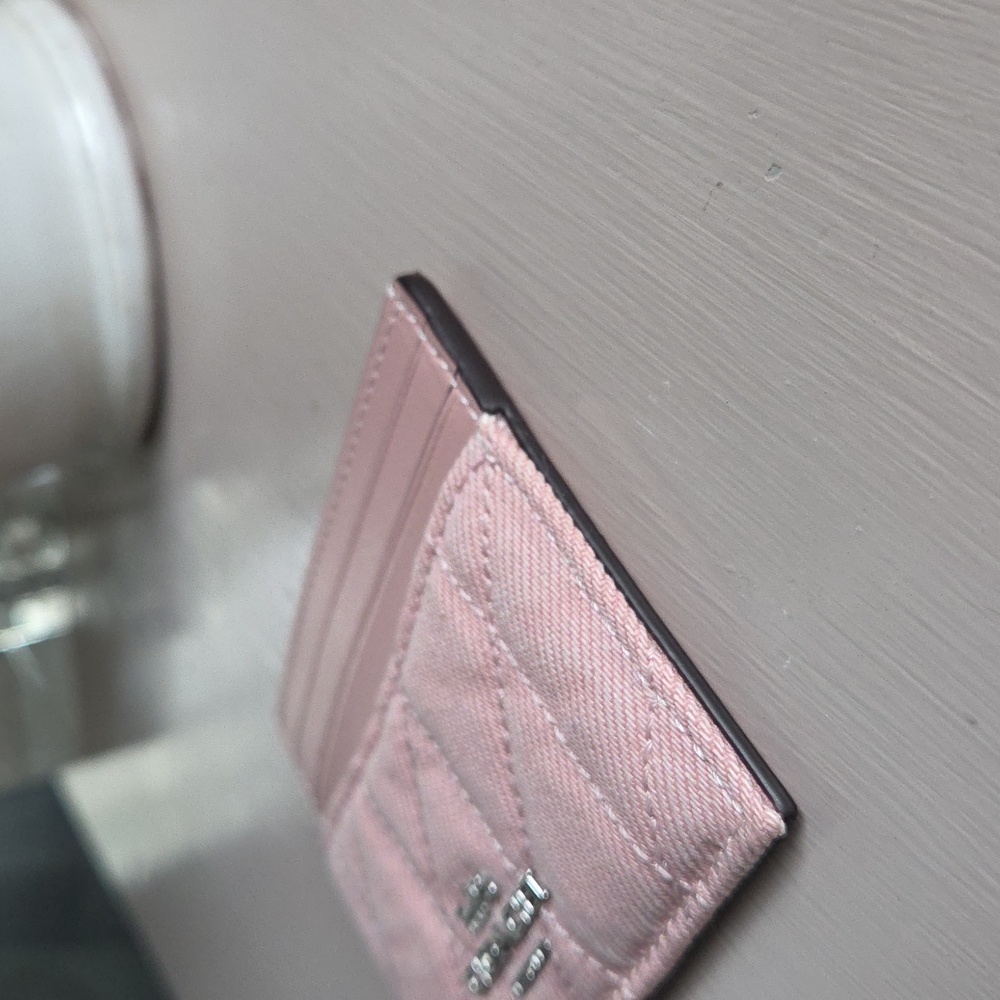 COACH Pink Denim Quilted Card Case - Picture 5 of 6